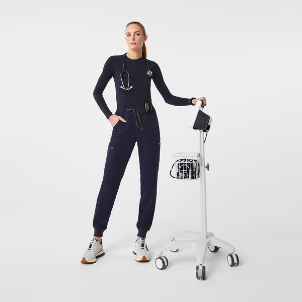 women's Navy High Waisted Uman Relaxed - Jogger Scrub Pants