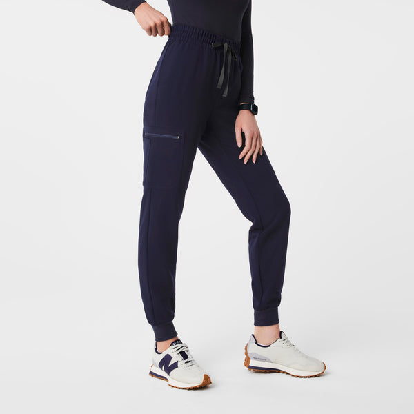 women's Navy High Waisted Uman Relaxed - Jogger Scrub Pants
