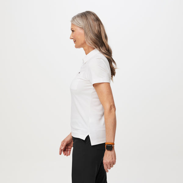 women's White FIGSPRO™ Pique - Shortsleeve Polo