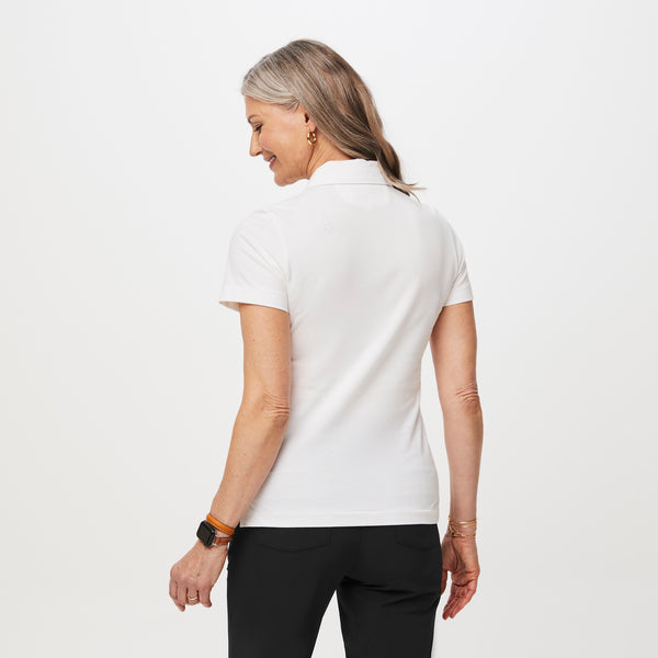 women's White FIGSPRO™ Pique - Shortsleeve Polo
