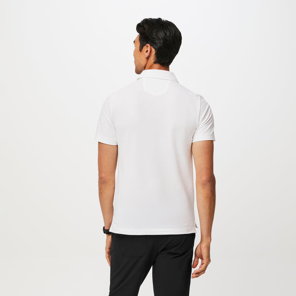 men's White FIGSPRO™ Pique Shortsleeve Polo