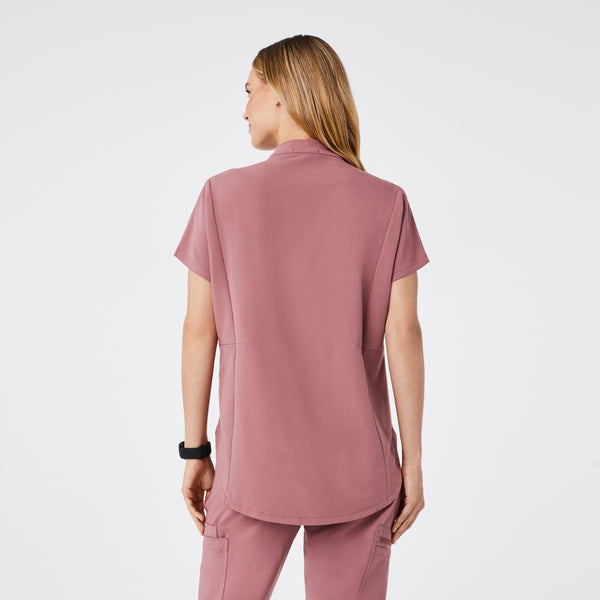 women's Mauve Montex - Mock Neck Scrub Top
