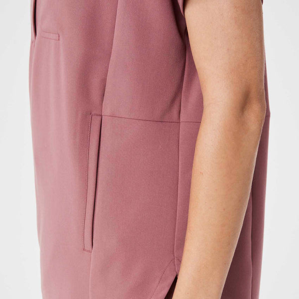women's Mauve Montex - Mock Neck Scrub Top