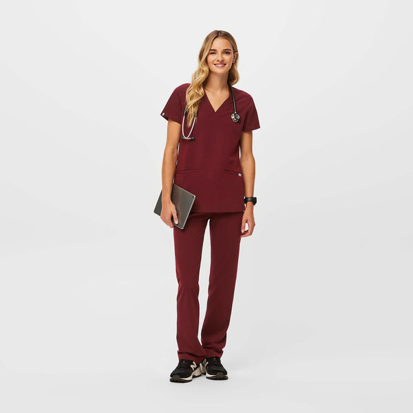 Women's Burgundy Casma™ - Three-Pocket Scrub Top