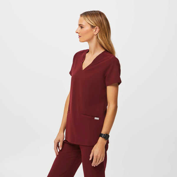 Women's Burgundy Casma™ - Three-Pocket Scrub Top
