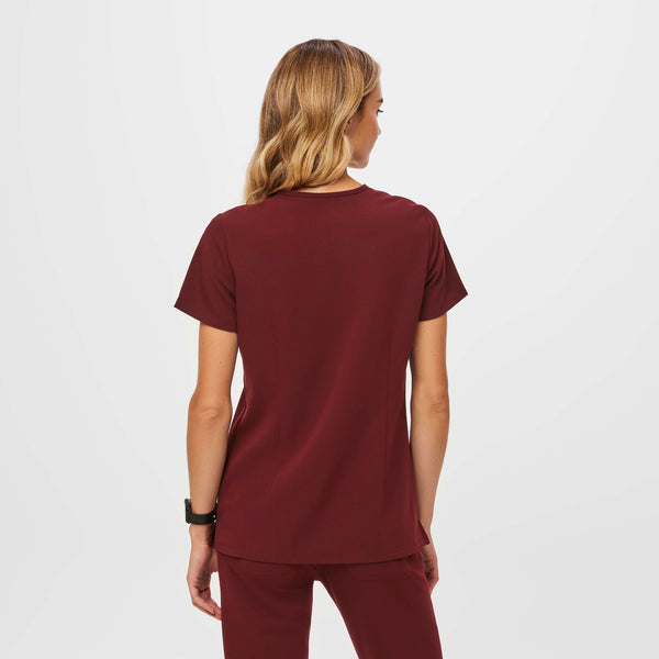 Women's Burgundy Casma™ - Three-Pocket Scrub Top