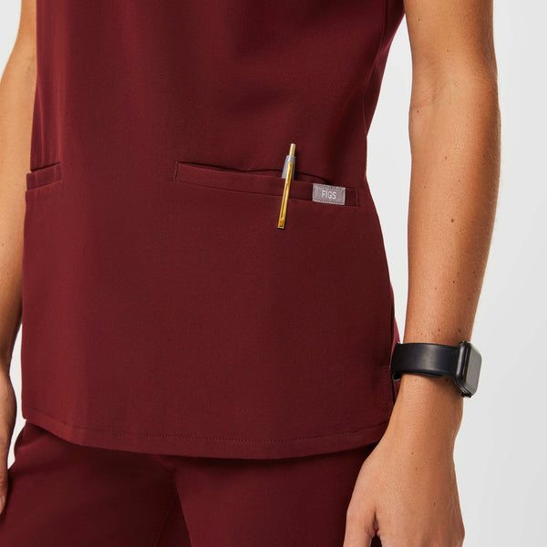 Women's Burgundy Casma™ - Three-Pocket Scrub Top