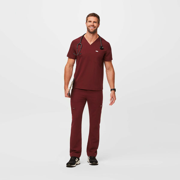 Men's Burgundy Chisec™ - Three-Pocket Scrub Top