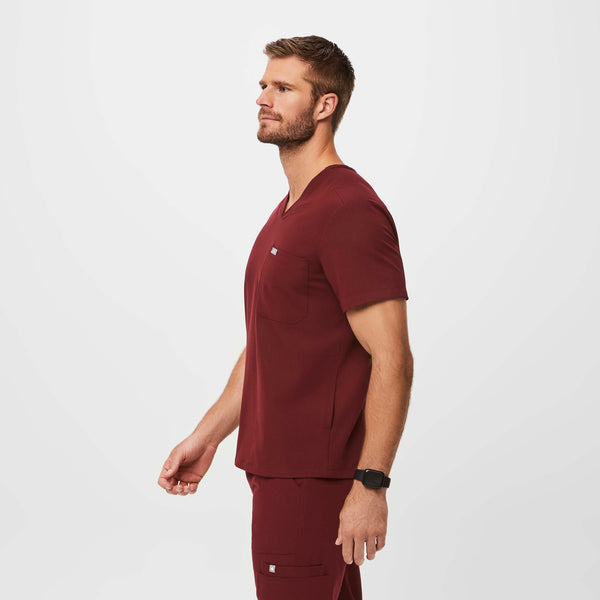 Men's Burgundy Chisec™ - Three-Pocket Scrub Top