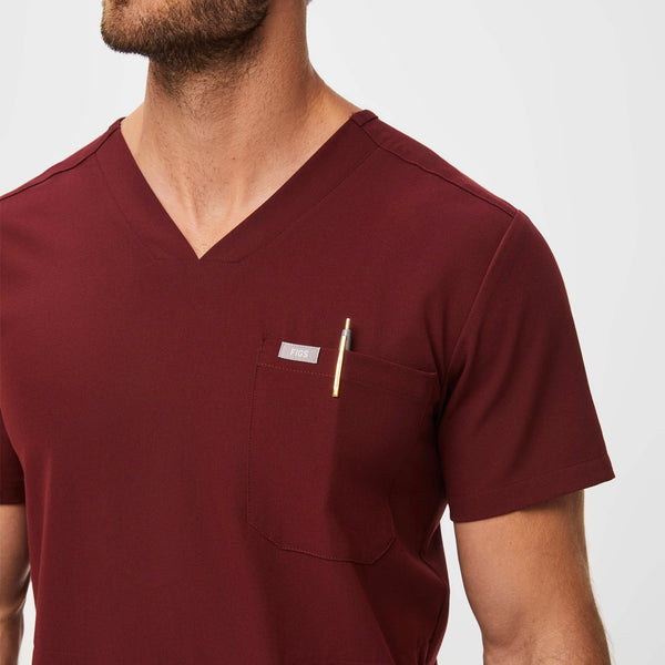 Men's Burgundy Chisec™ - Three-Pocket Scrub Top