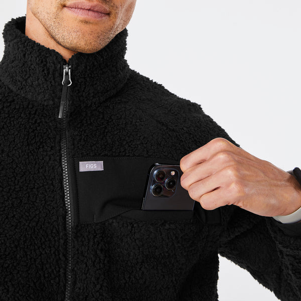 men's Black On Shift High Pile - Fleece Bomber Jacket™