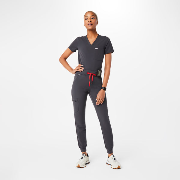 women's Charcoal High Waisted Zamora™ - Jogger Scrub Pants (3XL - 6XL)