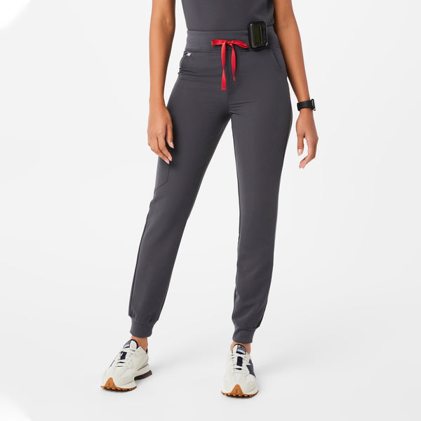 women's Charcoal High Waisted Zamora™ - Jogger Scrub Pants (3XL - 6XL)