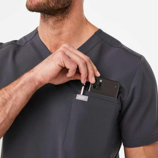 Men's Charcoal Leon™ - Three-Pocket Scrub Top