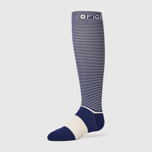 Women's Navy Double Stripe - Compression Socks
