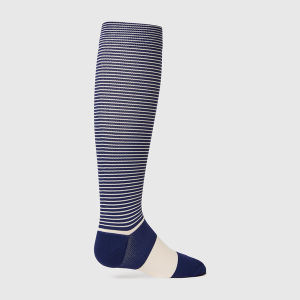 Women's Navy Double Stripe - Compression Socks
