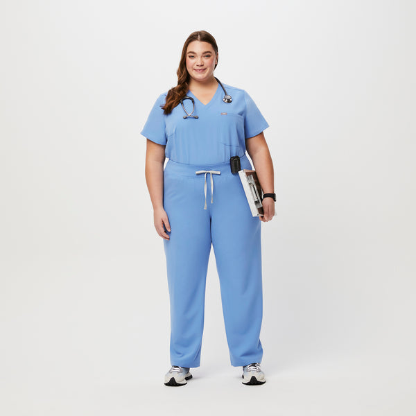 women's Ceil Blue High Waisted Livingston™ - Petite Basic Scrub Pants (3XL - 6XL)