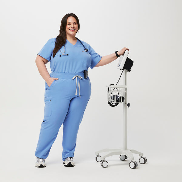 women's Ceil Blue High Waisted Yola™ - Skinny Scrub Pants (3XL - 6XL)