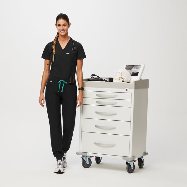 women's Black FREEx™ Lined Zamora™ - Petite Jogger Scrub Pants