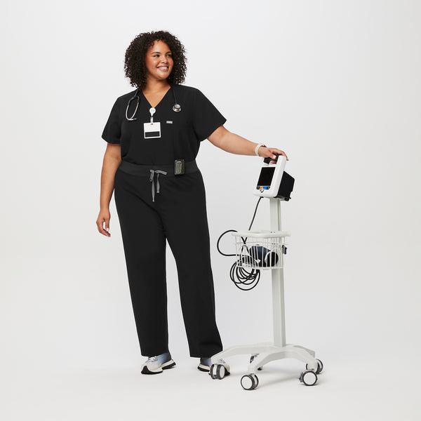women's Black High Waisted Livingston™ - Petite Basic Scrub Pants (3XL - 6XL)