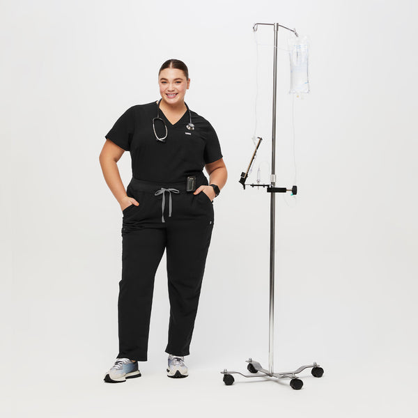 women's Black High Waisted Yola™ - Skinny Scrub Pants (3XL - 6XL)