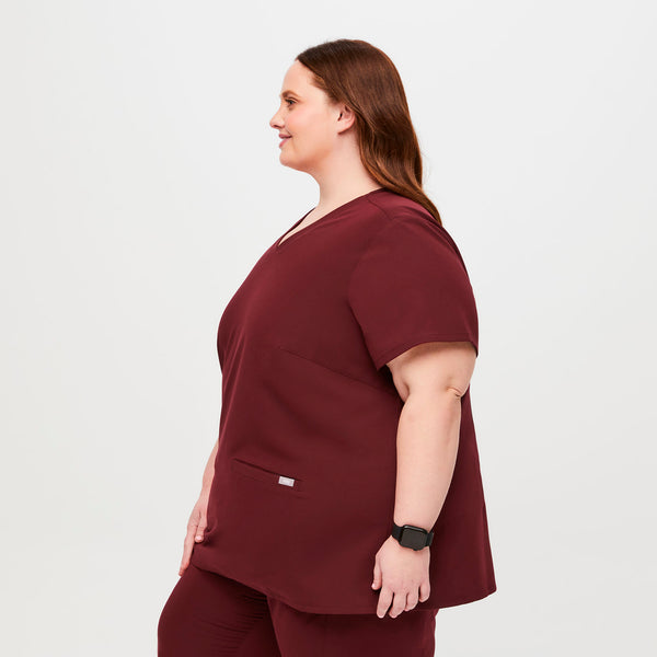 women's Burgundy Casma™- Three-Pocket Scrub Top (3XL - 6XL)