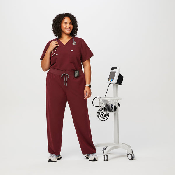 women's Burgundy High Waisted Livingston™ - Basic Scrub Pants (3XL - 6XL)