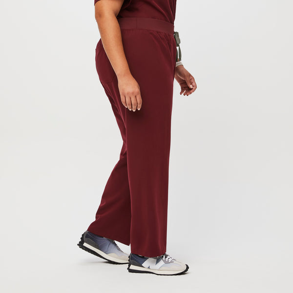 women's Burgundy High Waisted Livingston™ - Basic Scrub Pants (3XL - 6XL)