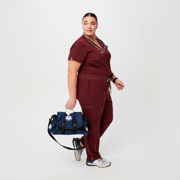 women's Burgundy High Waisted Yola™ - Skinny Scrub Pants (3XL - 6XL)