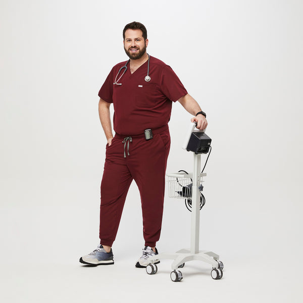 men's Burgundy Tansen™ - Short Jogger Scrub Pants (3XL - 6XL)