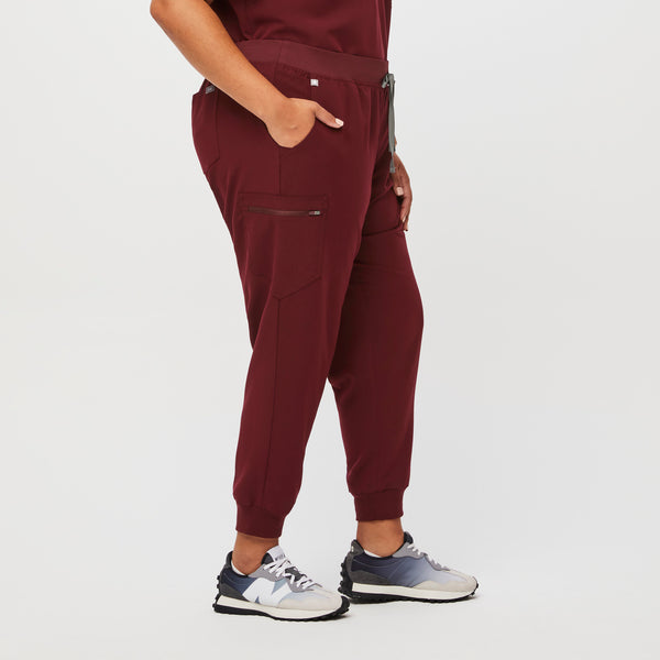women's Burgundy Zamora™- Petite Jogger Scrub Pants (3XL - 6XL)