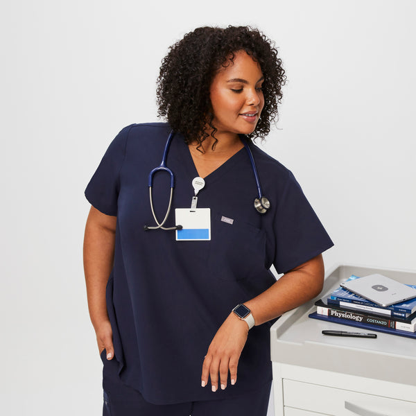 women's Navy Catarina™- One-Pocket Scrub Top (3XL - 6XL)