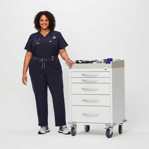 women's Navy High Waisted Yola™ - Skinny Scrub Pants (3XL - 6XL)