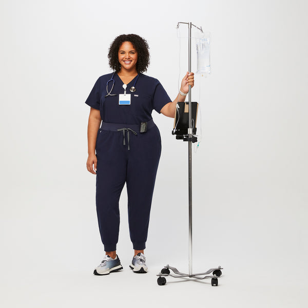 women's Navy High Waisted Zamora™ - Tall Jogger Scrub Pants (3XL - 6XL)