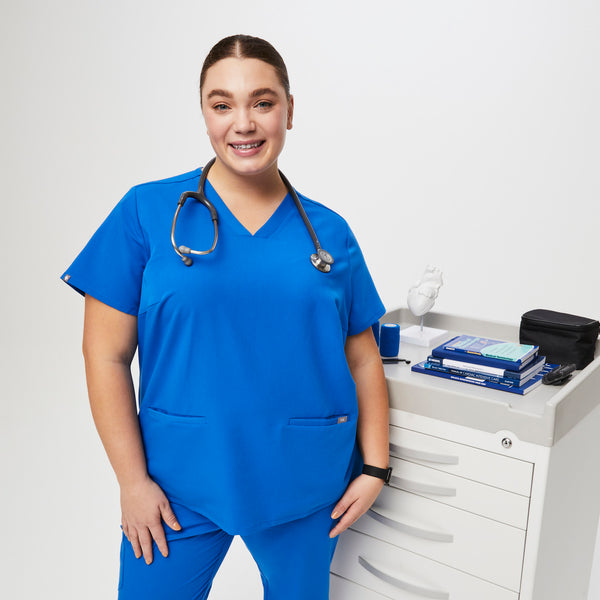 women's Royal Blue Casma™- Three-Pocket Scrub Top (3XL - 6XL)
