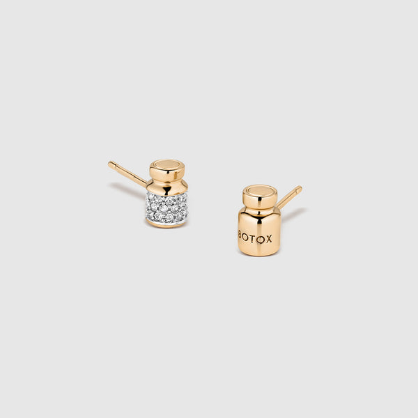 Gold Botox Pavé Stud Earrings