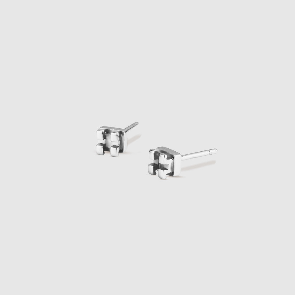 Silver Orthodontic Bracket Stud Earrings