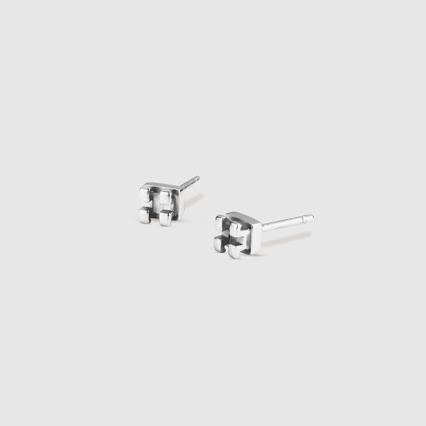 Silver Orthodontic Bracket Stud Earrings