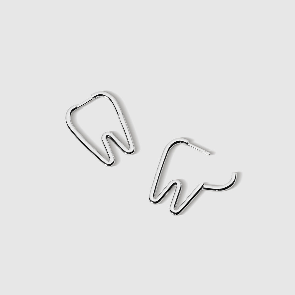Silver Tooth Hoops