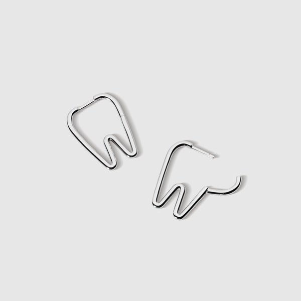 Silver Tooth Hoops