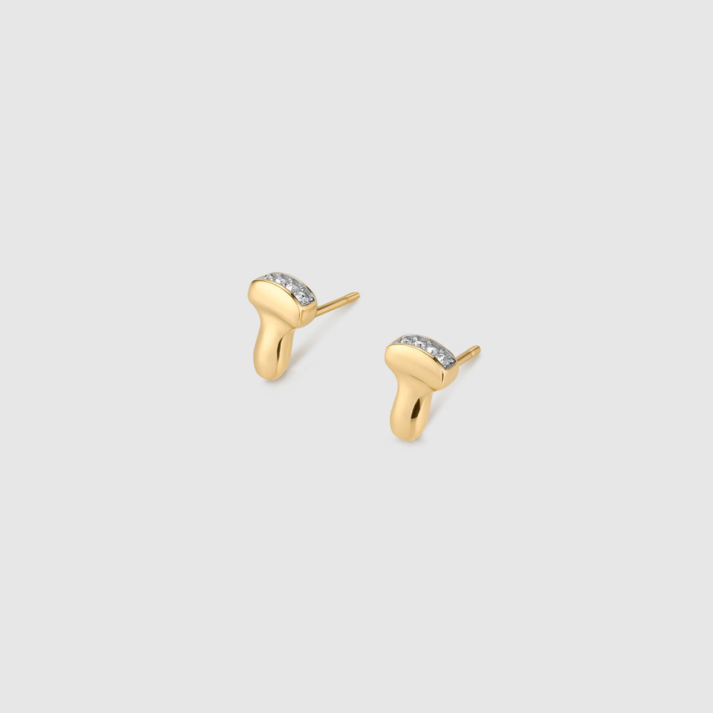 Gold Ultrasound Probe Pavé Stud Earrings
