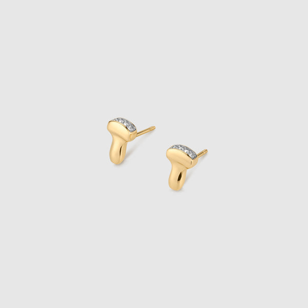 Gold Ultrasound Probe Pavé Stud Earrings