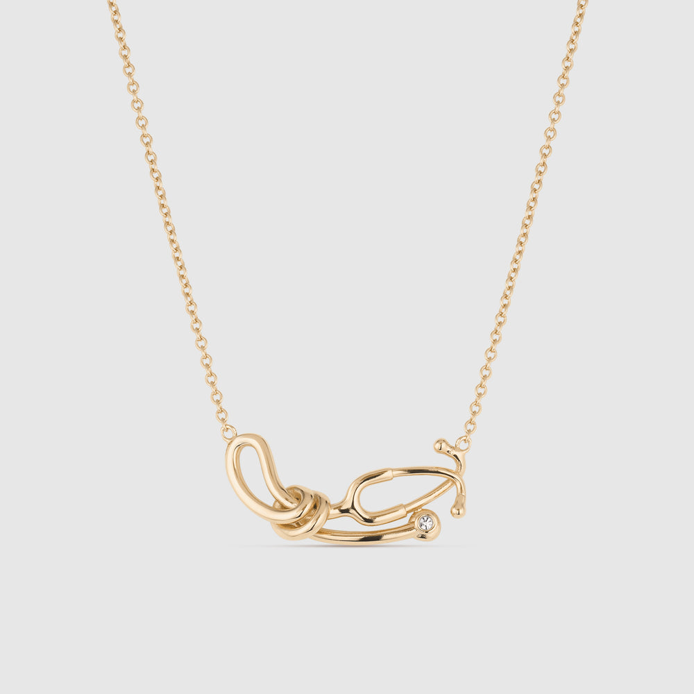 Gold Stethoscope Knot Necklace