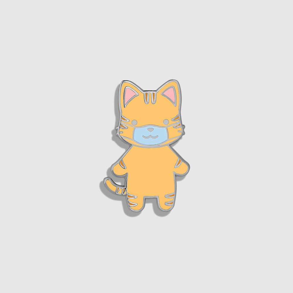 Tabby Cat With Mask Enamel Pin