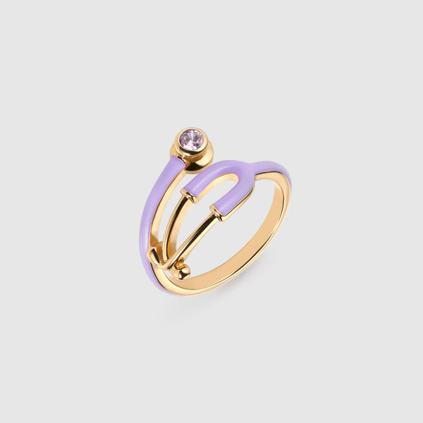 Gold Bold Stethoscope Enamel Ring - Lavender Dew