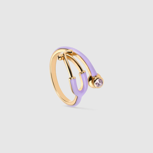 Gold Bold Stethoscope Enamel Ring - Lavender Dew