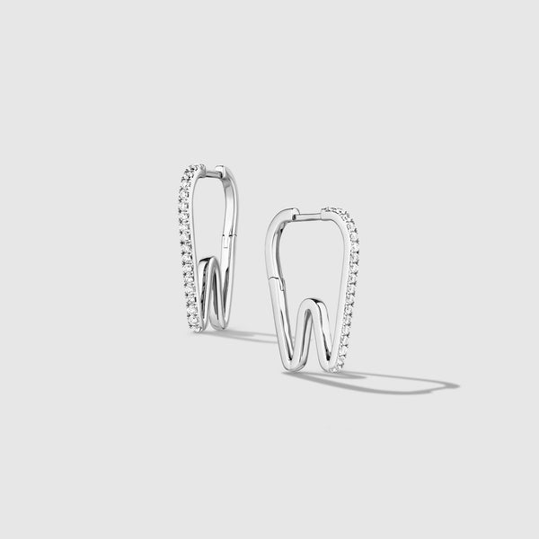 Silver Tooth Pavé Hoops