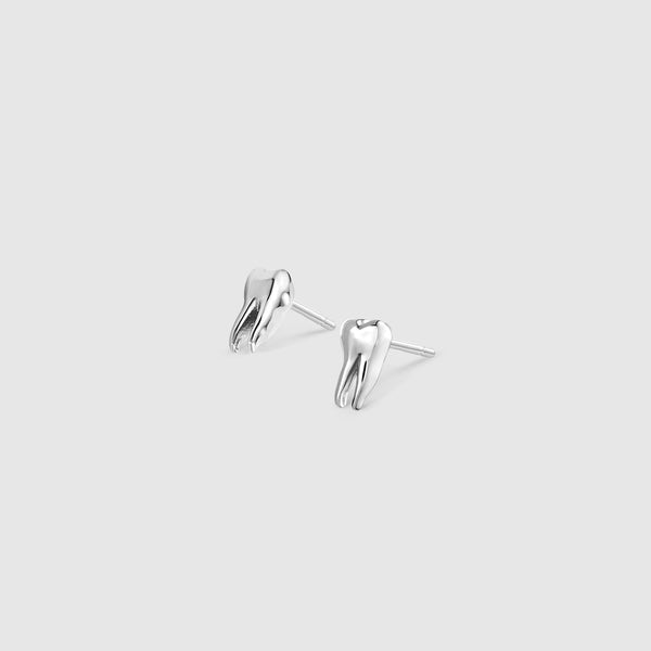 Silver Tooth Stud Earrings