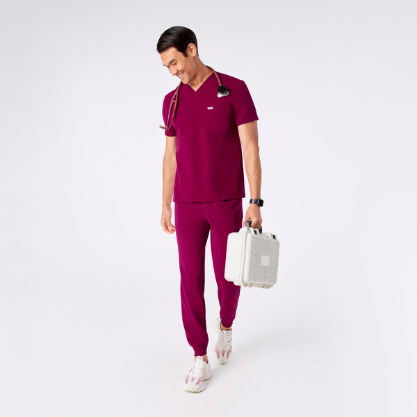 Men's Dark Magenta Leon -  Scrub Top™
