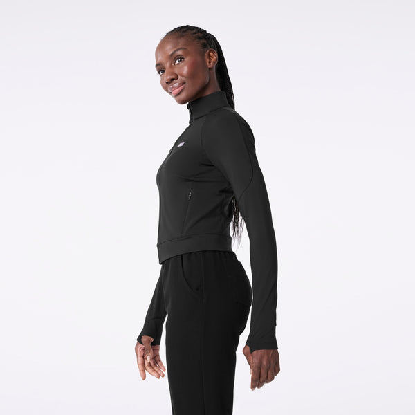 Women's Black ContourKnit Cropped Scrub Jacket